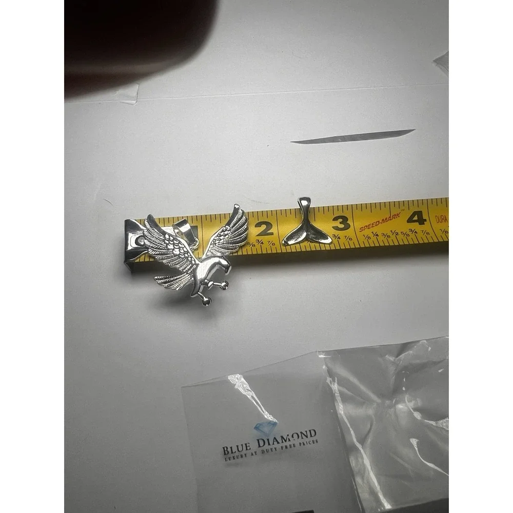 Silver Tone Diamond Cut Eagle Pendant & Mermaid Tail Pendant Blue Diamond Luxury